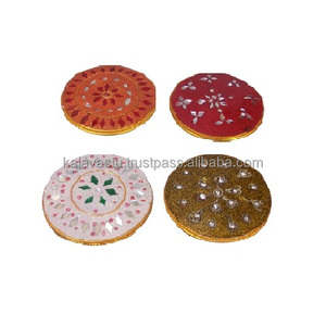 Dekoratif küçük kutu ile lac ve ayna kaplamada altı Set Agarbatti standı kül Catcher tütsü aromaterapi