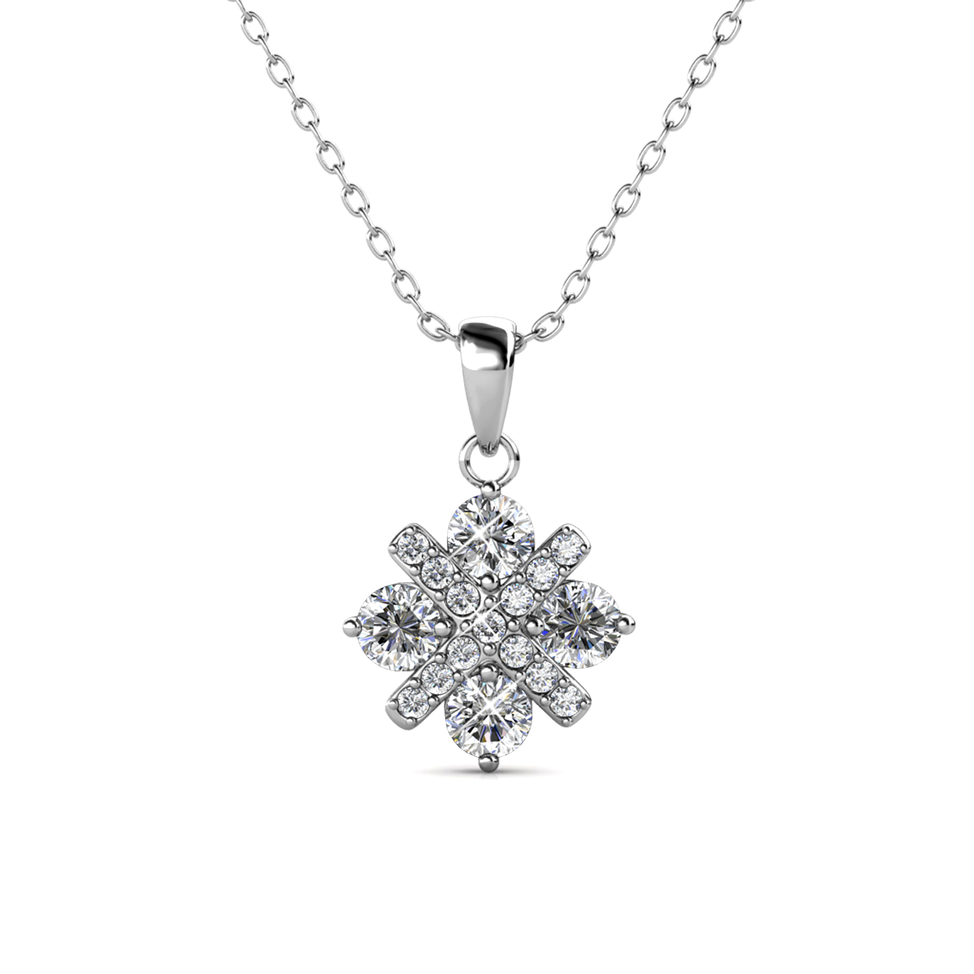 Brass With 18k White Gold Plated Luxury Brand Inspired Necklace