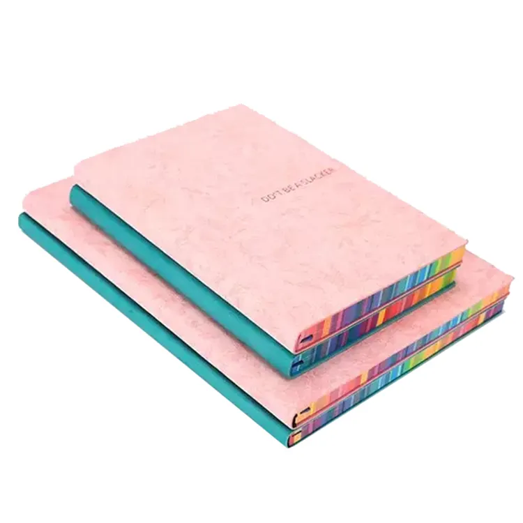 Softcase de couro com borda arco-íris, material escolar, planejador 2020, estampa de diário feminino, caderno rosa