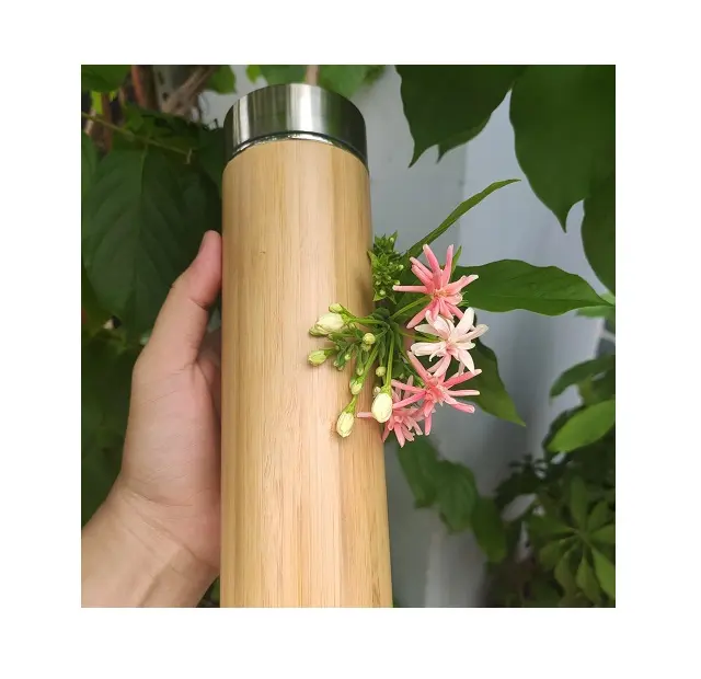 Bambu su şişesi termos yeni ürünler 2020 seyahat iş çevre dostu alüminyum taşınabilir vakum şişeleri ve termoslar Sgs Eec