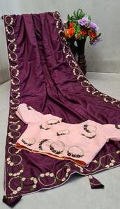 Açık pembe Sarees jaq nakış çalışması ile ağır düğün Katan Sarees bangladeş sari