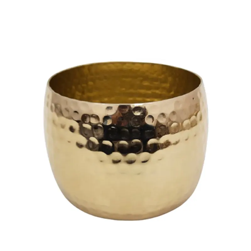 Fioriera in alluminio martellato tondo in ottone Color oro Design classico vaso da fiori e vaso per la decorazione del giardino fatto a mano su misura