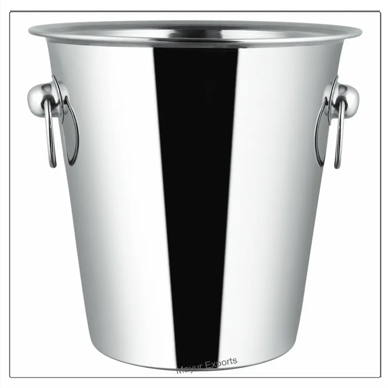 Stainless Steel Wine Bucket Metal Round Champagne Bucket for Bar and Home