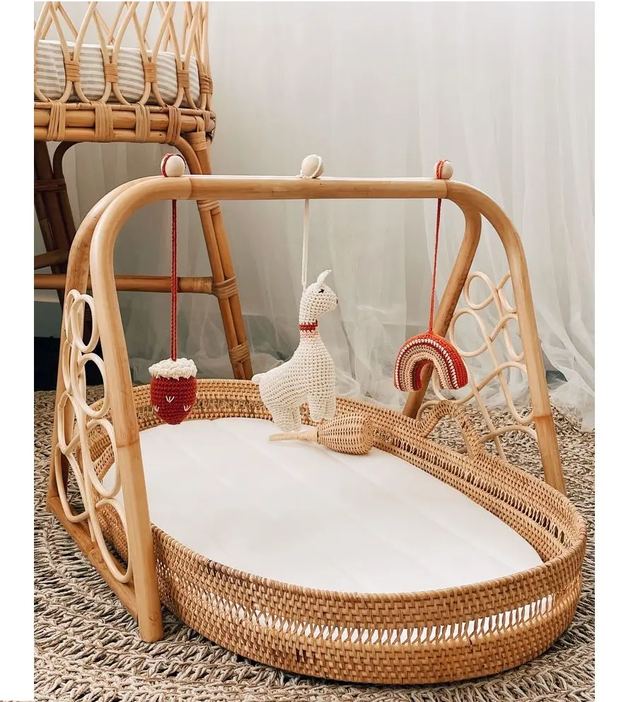 Rattan bebê jogar academia, produto móveis em rattan para criança, cuidados com o bebê, decoração de produto