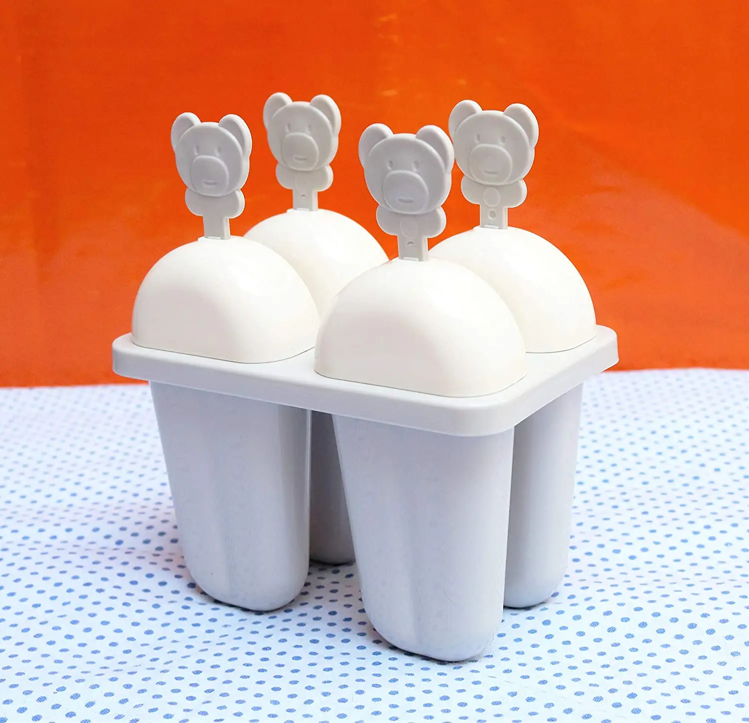 4 पीला Polypropylene बर्फ Popsicle मोल्ड, निर्माता छड़ी और आइस क्रीम