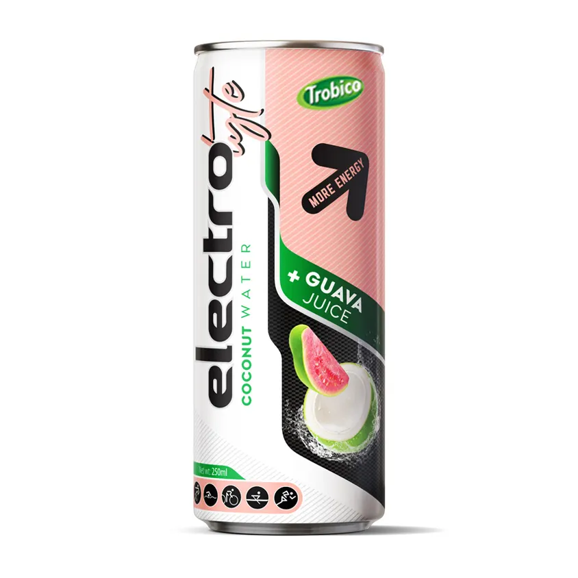 Produttore OEM dal Vietnam 250ml alu può Rosa Guava sapore di Acqua di Cocco Elettrolita