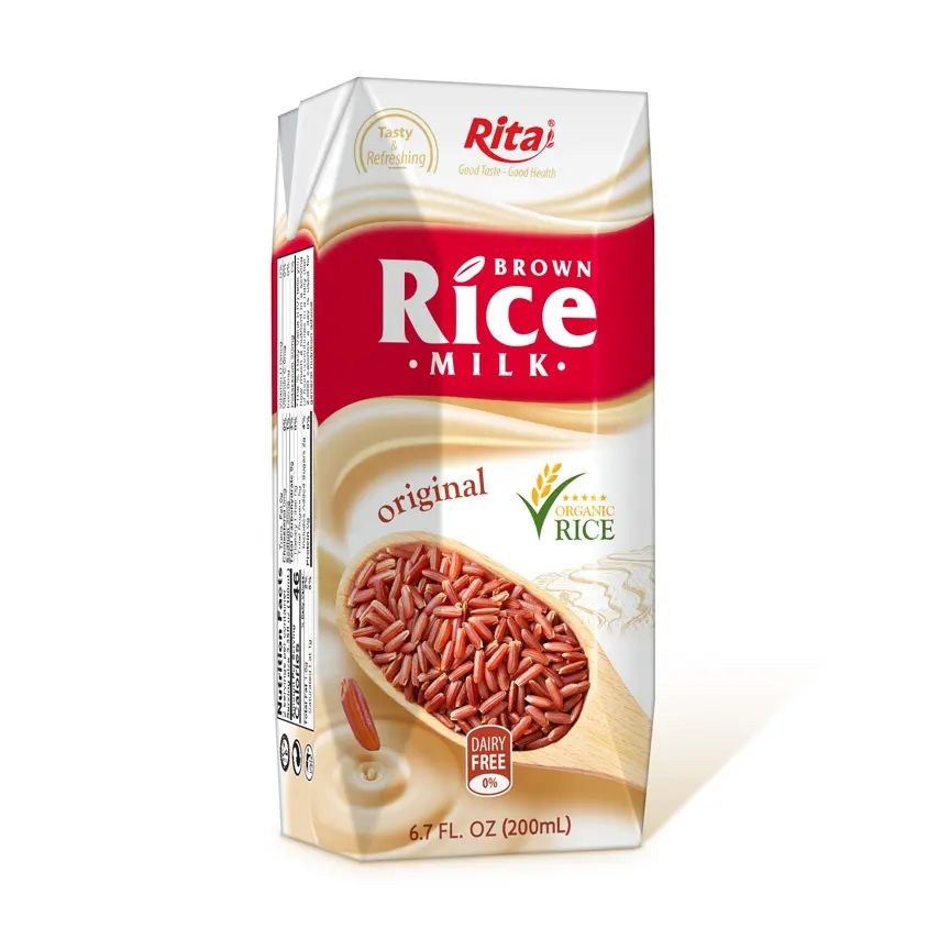 Bebida De Saúde De Alta Qualidade 200 ml Asséptico Pak Leite De Arroz Integral de OEM fabricante de bebidas Marca Tasty Delicado Alta Qualidade