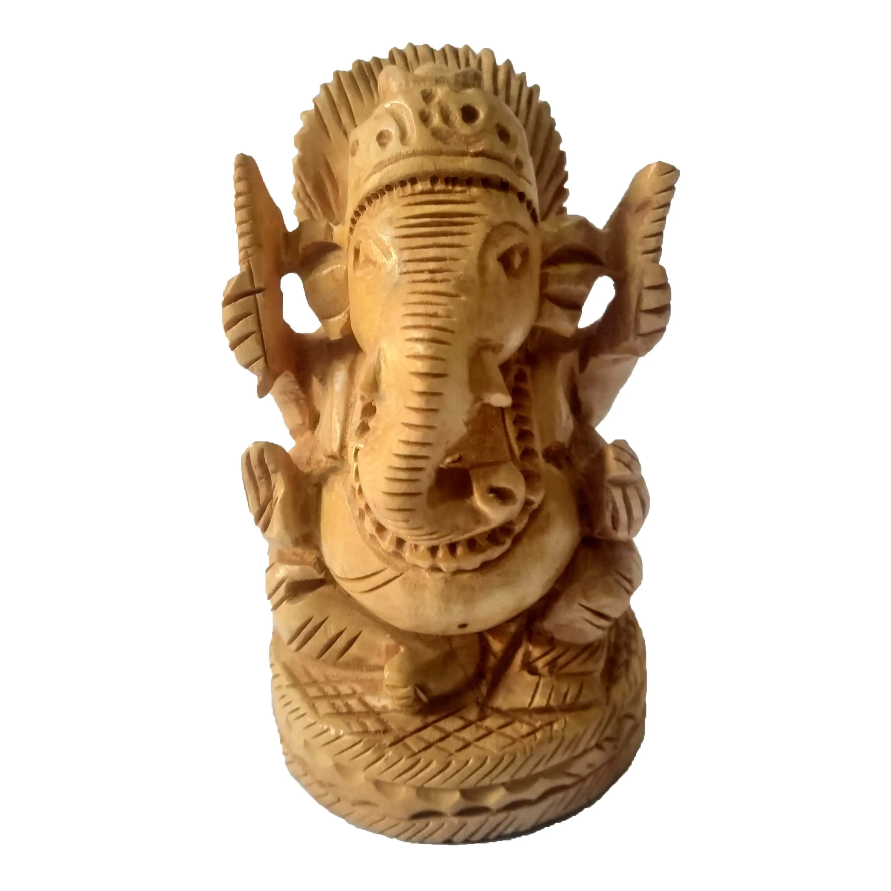 Estatua de Dios Ganesha de madera hecha a mano, lote de escultura tradicional india de 2x2x3 pulgadas, ¡venta al por mayor!