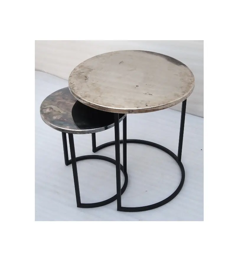 Ensemble de 2 tables basses rondes en aluminium Top Listing Table basse Table d'appoint ronde en métal Design moderne doré