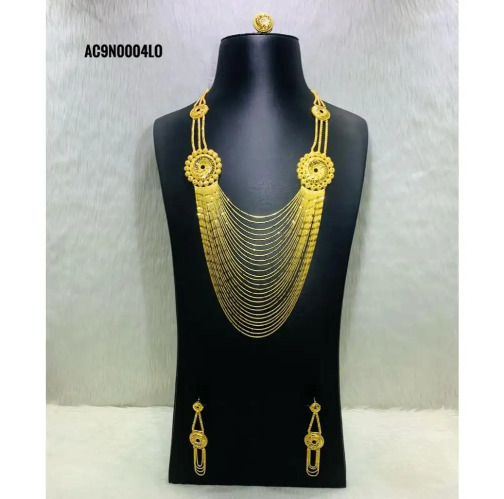 Set di gioielli con collana lunga Rani Haar placcati in oro 24 carati collana lunga Rani Haar placcata in oro 24 carati di qualità Standard
