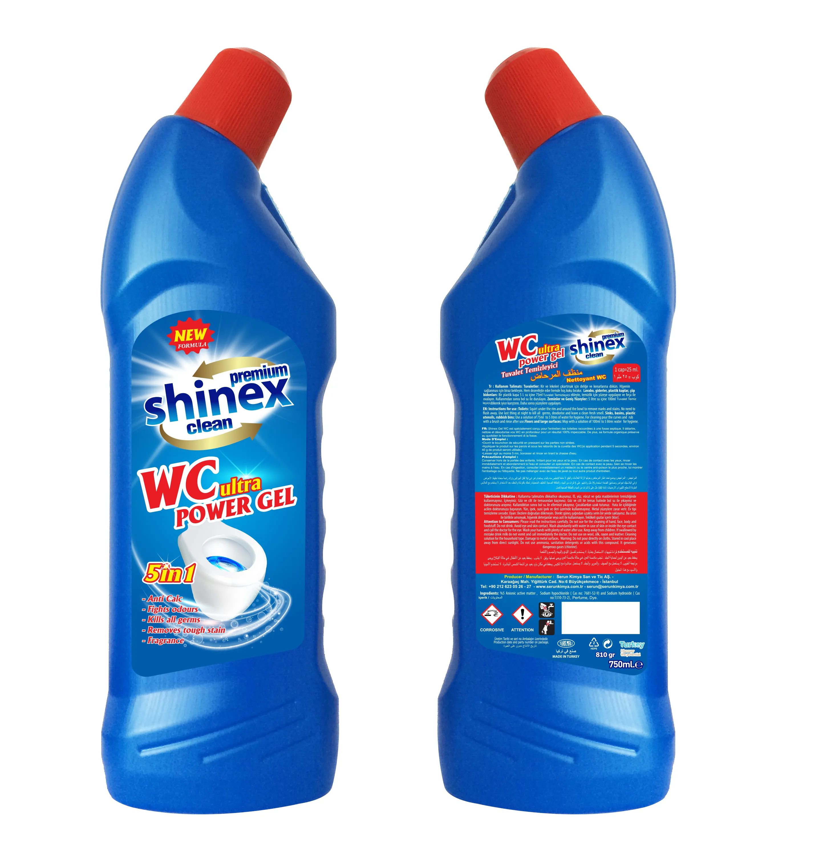 SHINEX WC Ultra Power Gel 750ml Cleaning for Toilet and Bathroom Cleaner bowl liquid cleaning detergents New Formula OEM PL