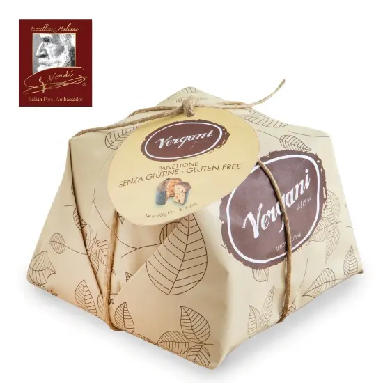 600 g Gluten Free Panettone Traditional Milanese Handle Pack Private label Giuseppe Verdi Selection made Italy