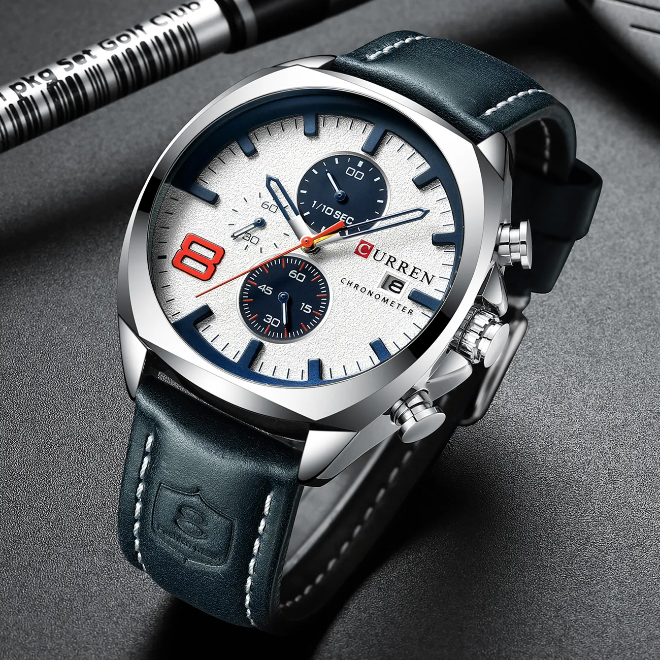 CURREN 8324 Relógio masculino à prova d'água cronógrafo esportivo militar masculino relógio de pulso de couro de marca de luxo