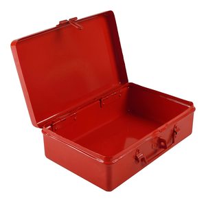 Metal Empty Tool Storage Box (25 cm X 17 cm X 8 cm <strong>Red</strong>) Home Decor Metal <strong>Trunk</strong> (Suitcase). - Product Image 3