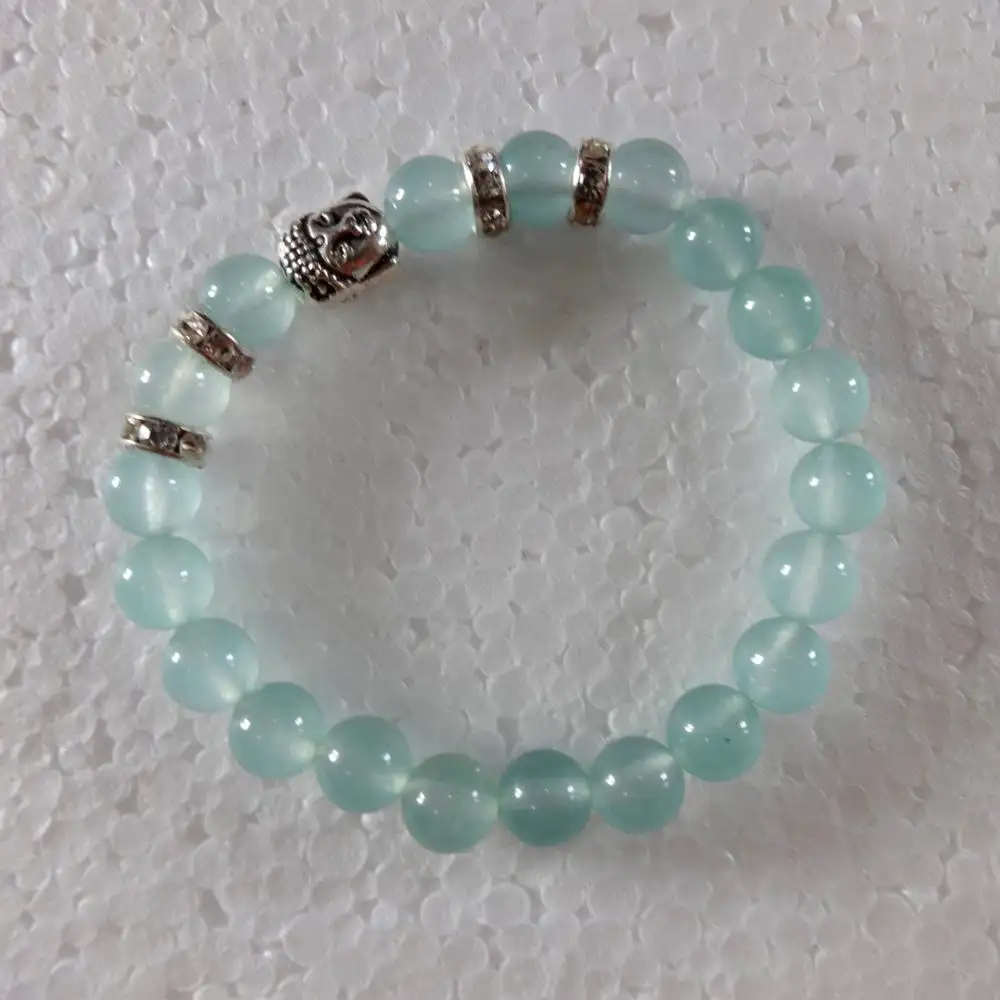 Pulsera de Buda de gema, brazalete de Aguamarina, venta al por mayor