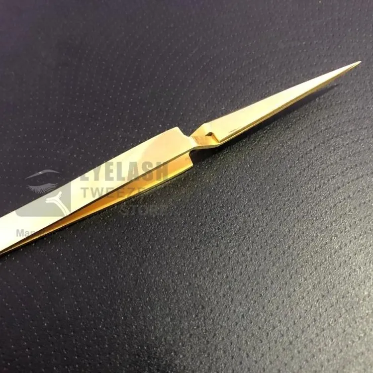 Beauty Stainless Steel Private Label Custom Logo Gold Plated Tweezers X Type for Eyelash Extensions