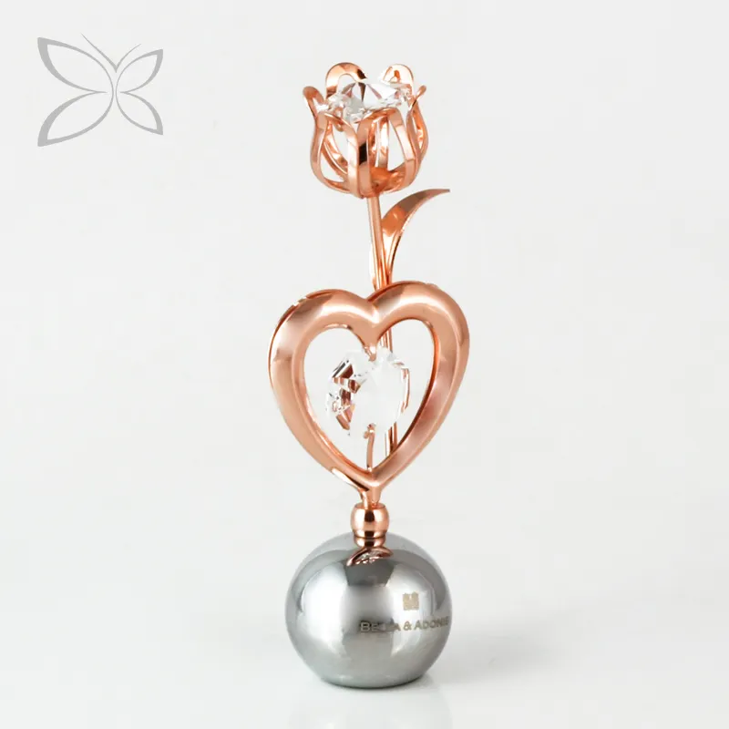 Crystocraft In Oro Rosa Placcato di Cristallo Rosa a forma di cuore Figurine con Taglio Brillante Cristalli Favore di Cerimonia Nuziale di Carta del Metallo di Peso