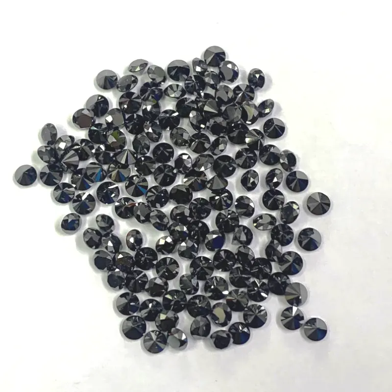 Forma redonda de moissanite solto preto para uso de joias, moissanite em forma de diamante preto redondo