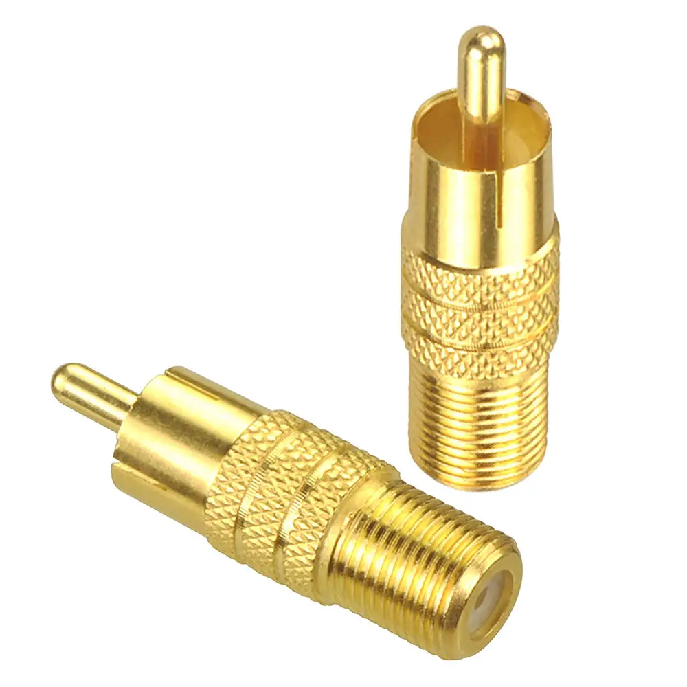 F-tipo hembra a RCA Coaxial Cable adaptador macho de Audio conector bañado en oro