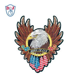 15.7&quot; Sew on Biker Back Patches Born-to-be-free <strong>Eagle</strong> <strong>Embroidery</strong> Emblem <strong>Design</strong> Large Patches for Jacket - Product Image 5