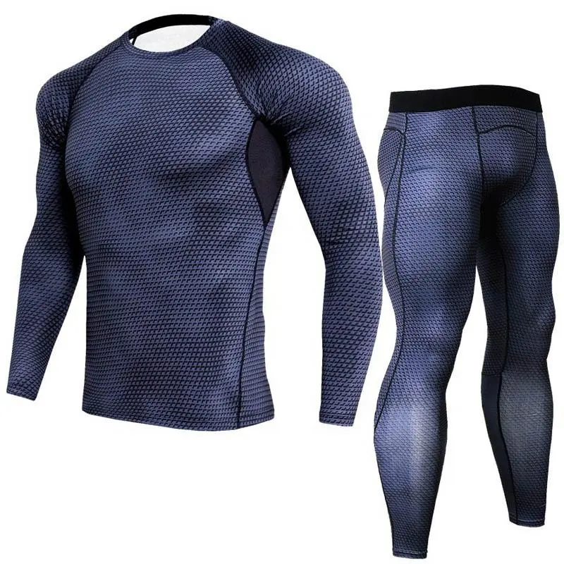 Hommes compression usure manches Longues couche de base et Compression legging avec sublimation Panneau Imprimé vêtements de sport costume pour hommes