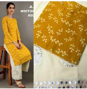 Most Beautiful Kurtis Ladies Cotton <strong>Febrics</strong> Women Latest Fashion Design Ready Wear Low Price with Palazzo Indian Dress Wholesale Apparel
