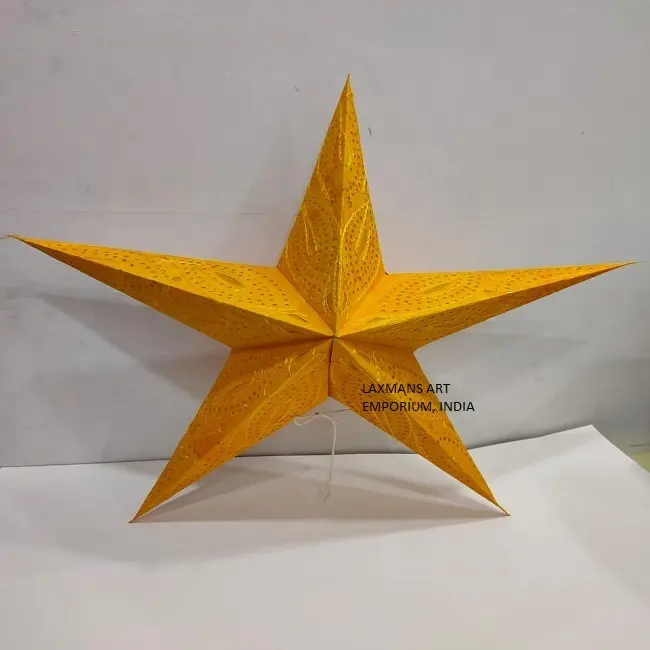 Venta al por mayor diseños de bordado linternas de estrellas de papel hechas a mano de la India colgantes de Navidad linternas de estrellas de papel