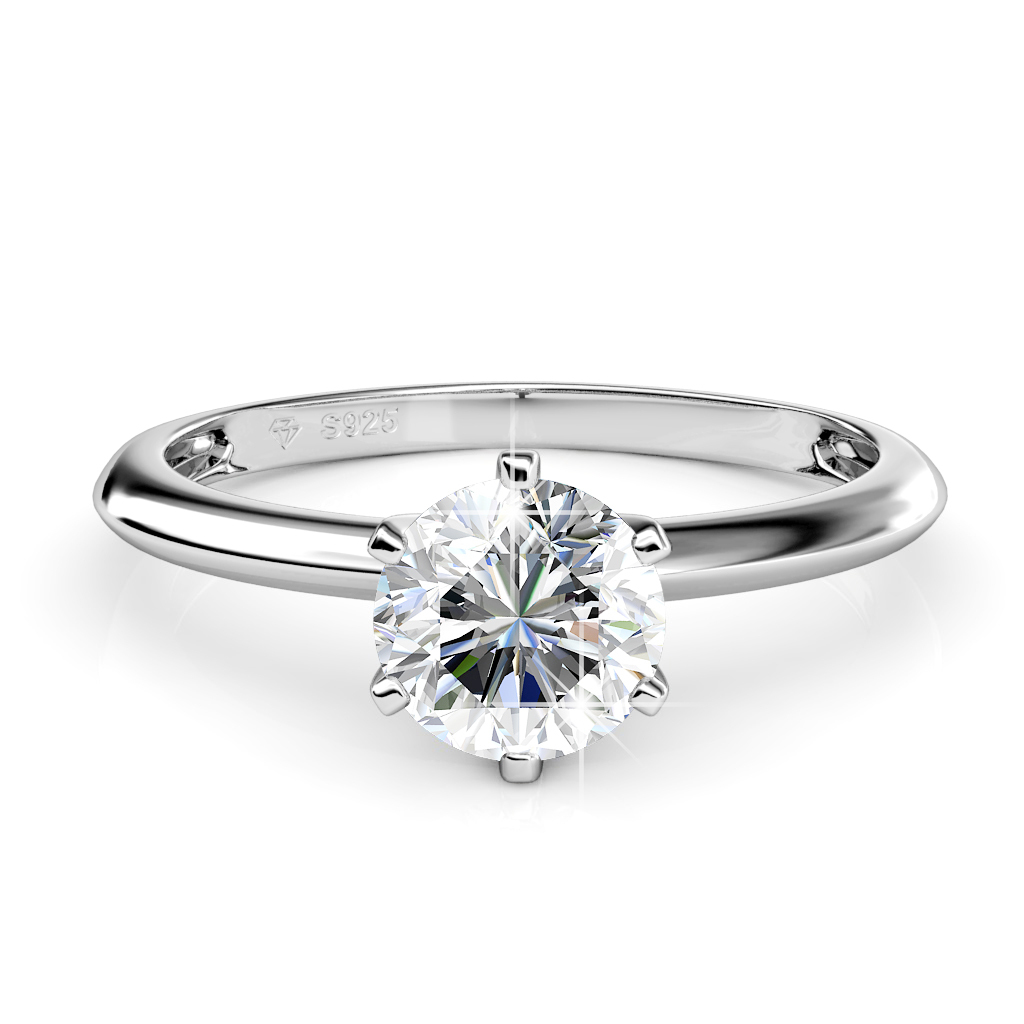 Brass 18k White Gold Plated Women Wedding Ring