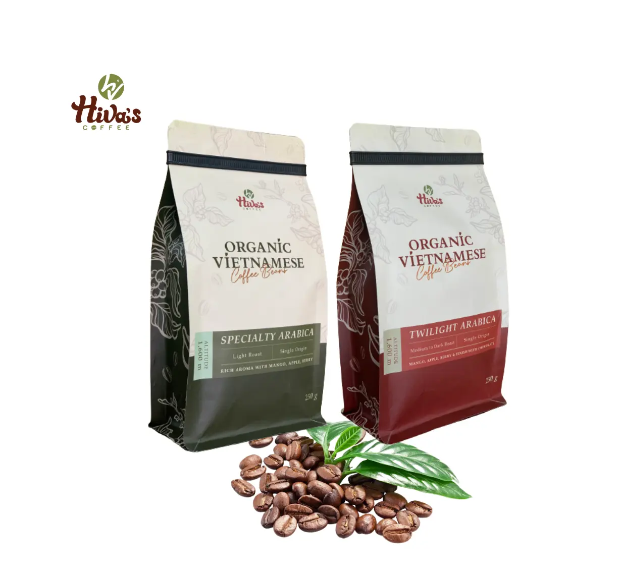 Biji Kopi Panggang Kualitas Terbaik Arabika Khas Kopi Hiva Organik Kopi Vietnam 0.25Kg