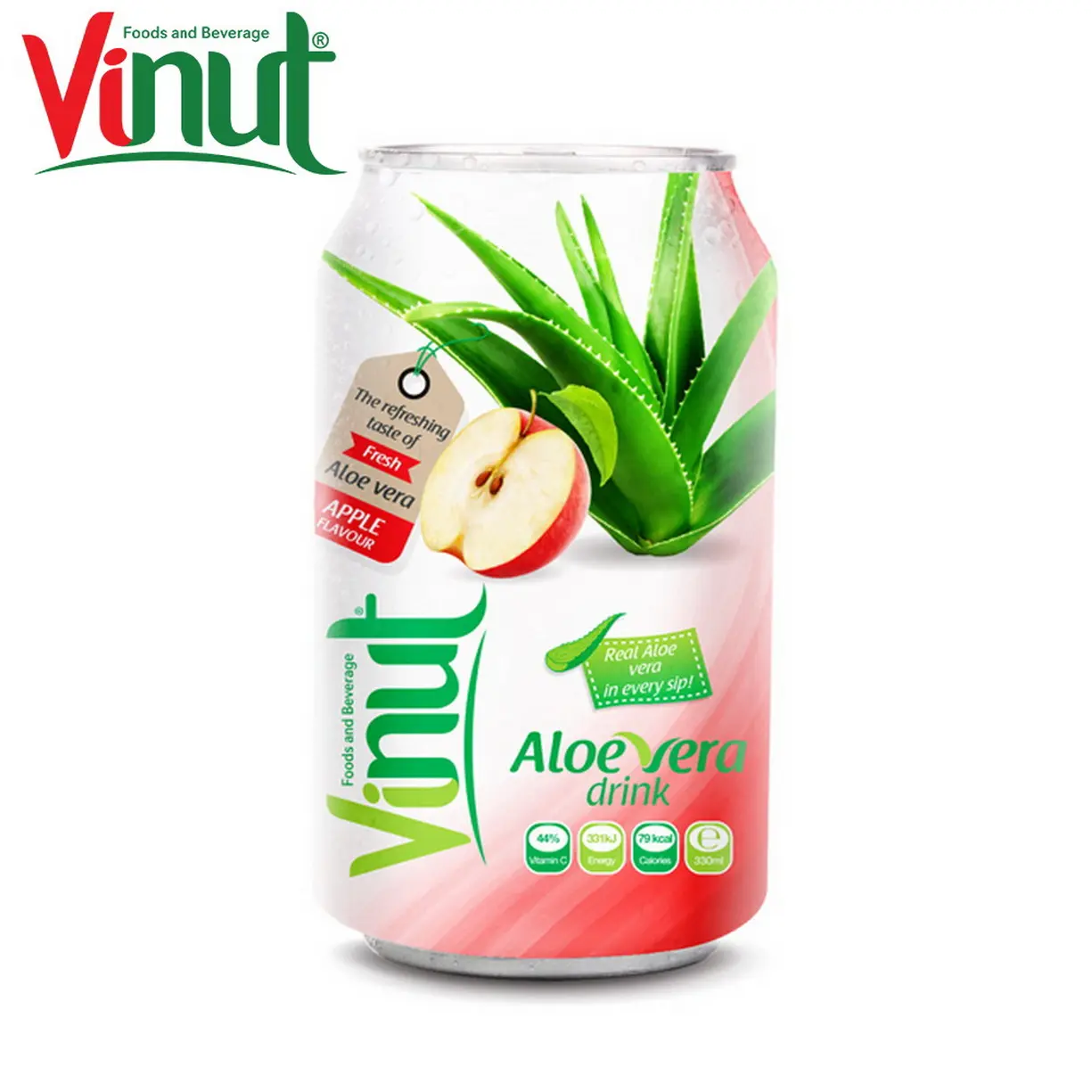 330ml VINUT Canned Apple Juice Aloe vera drink Suppliers Free Design Your Own Private Label Healthy tropical ISO Certificate