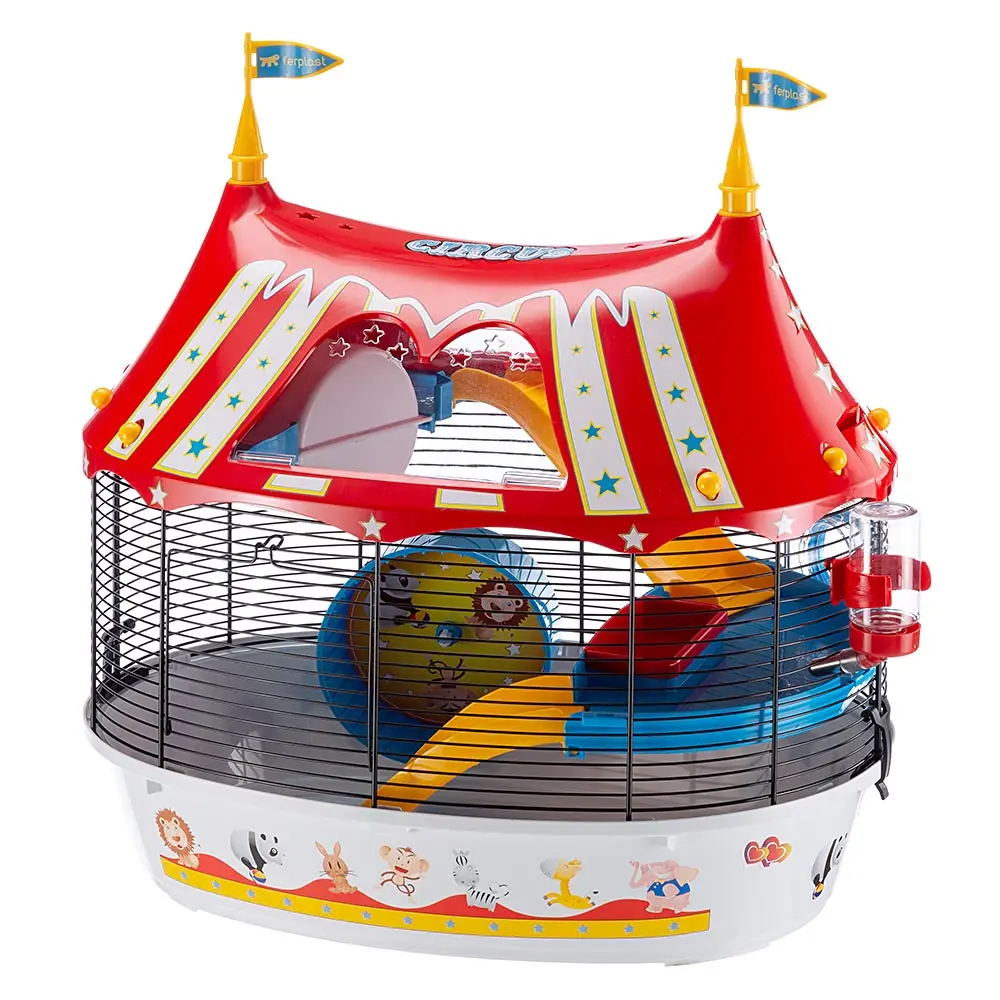 Dreistöckiger Käfig für Hamster und Mäuse CIRCUS FUN Robuste, kunststoff-und metall farbene Aufkleber und Zubehör