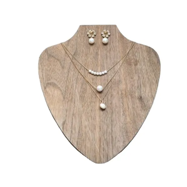 Collana Stand a forma di collo in legno colore marrone arte fatta a mano nuovi buoni gioielli in metallo per accessori da esposizione vendita calda fatta a mano