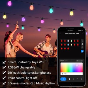最新の48FT15電球パーティーホリデーストリングライトポイントコントロールtuyaWiFi & BLEスマートrgbwストリングライト - Product Image 2