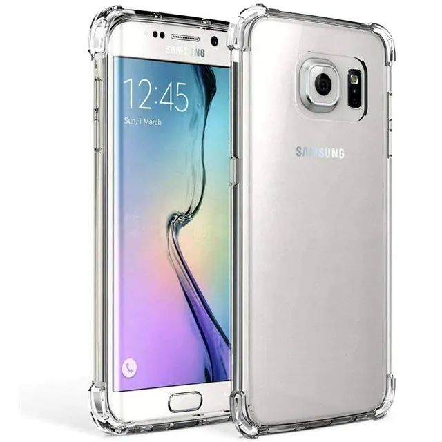 Coque de protection transparente TPU antichoc, accessoires pour téléphone portable bon marché, vente en gros, housse complète pour Samsung S7 Edge, 5.5 pouces