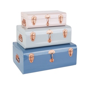 Galvanizli bagaj kutusu dikdörtgen şekli el yapımı tasarımcı saklama kutusu hint şık toptan galvanizli bagaj kutusu - Product Image 3