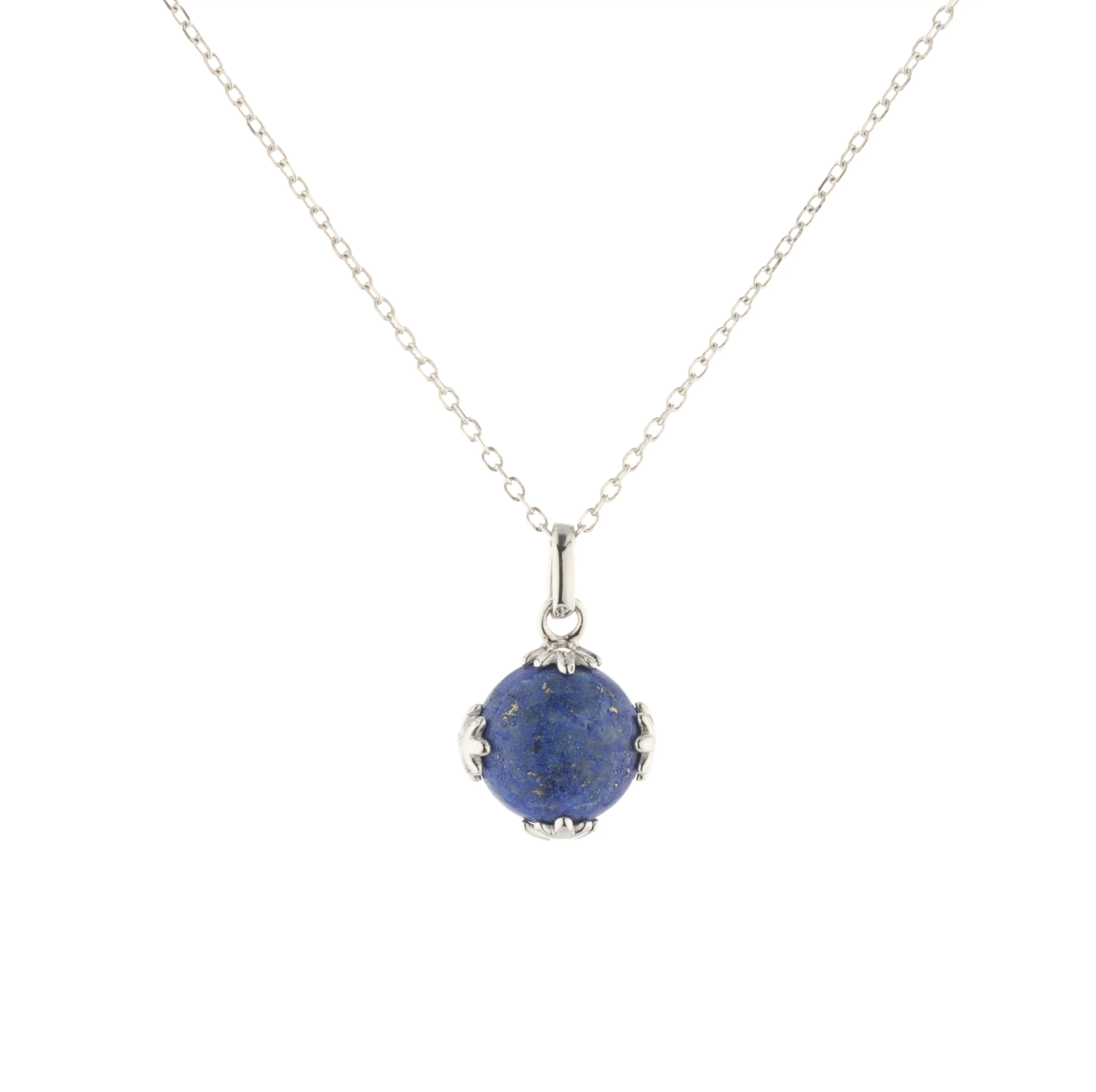 925 Sterling Silver Jewelry Snowflake Gemstone Necklace Lapis Lazuli Pendant gemstone Pendant Necklace For Women