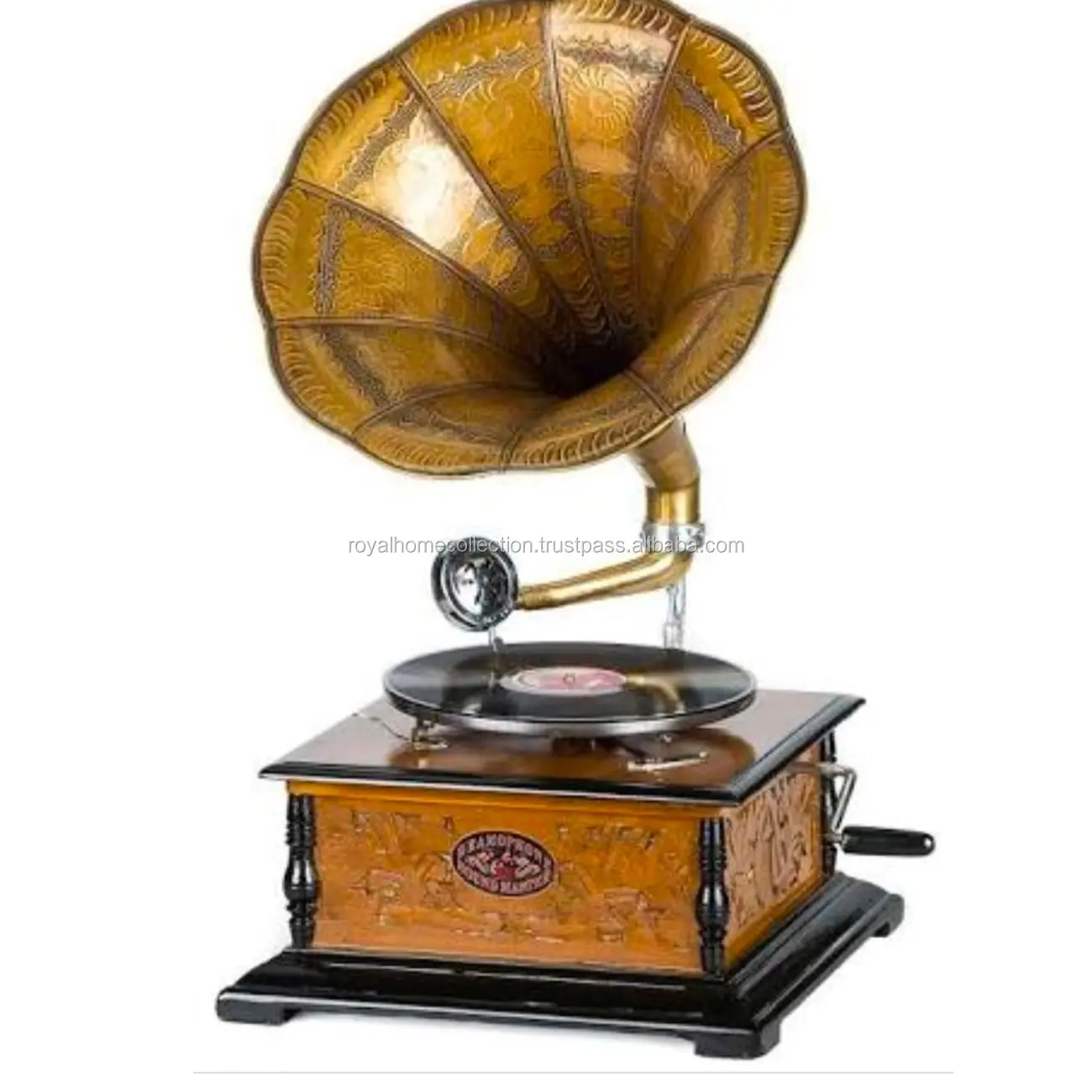 Gramófono real de diseño clásico de madera
