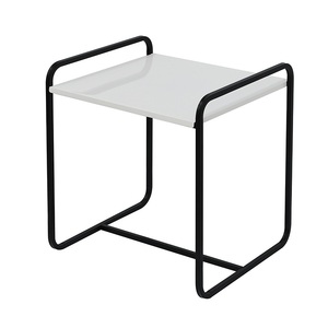 <strong>Small</strong> Square <strong>Shape</strong> Matte White Metal Board Side <strong>Table</strong> - Product Image 2