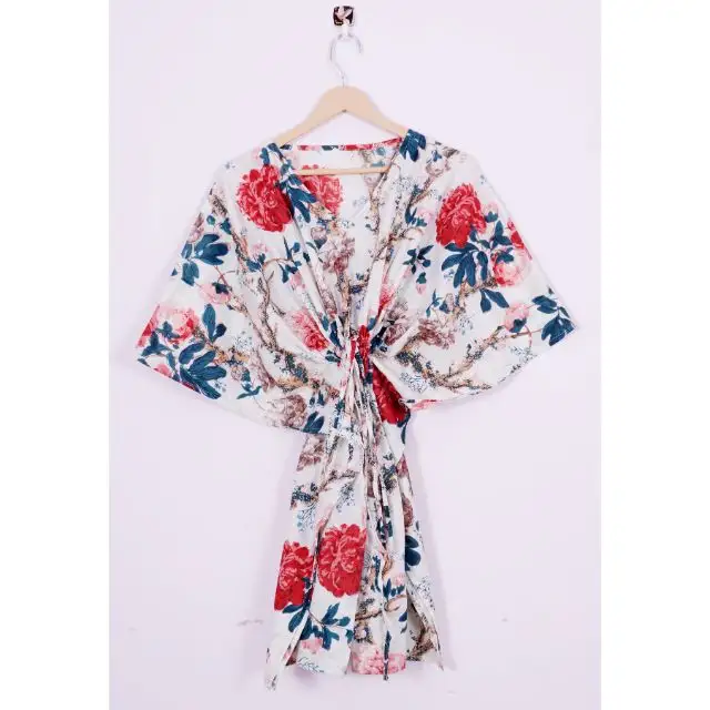 Magnifique robe de femme en coton indien avec imprimé Floral, fait à la main, Style Hippie, courte, Sexy, Caftan, ample, pour la maternité,