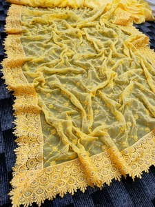コルカタサリーオレンジの手刺繍ジョーゲットサリードレスのサリー卸売業者 - Product Image 6
