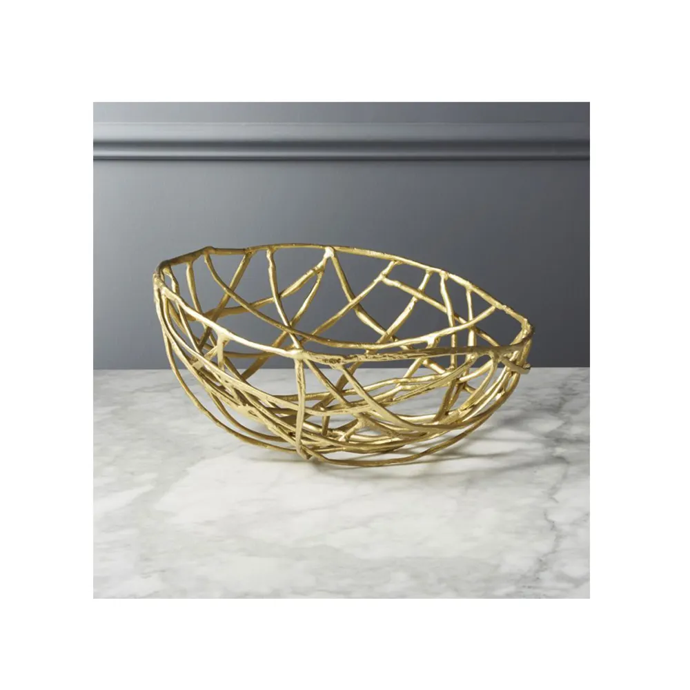 Luxury and New Style Gold Plated Fruits Serving Basket Type Bowl For Kitchen Hotel and Restaurant Tabletop