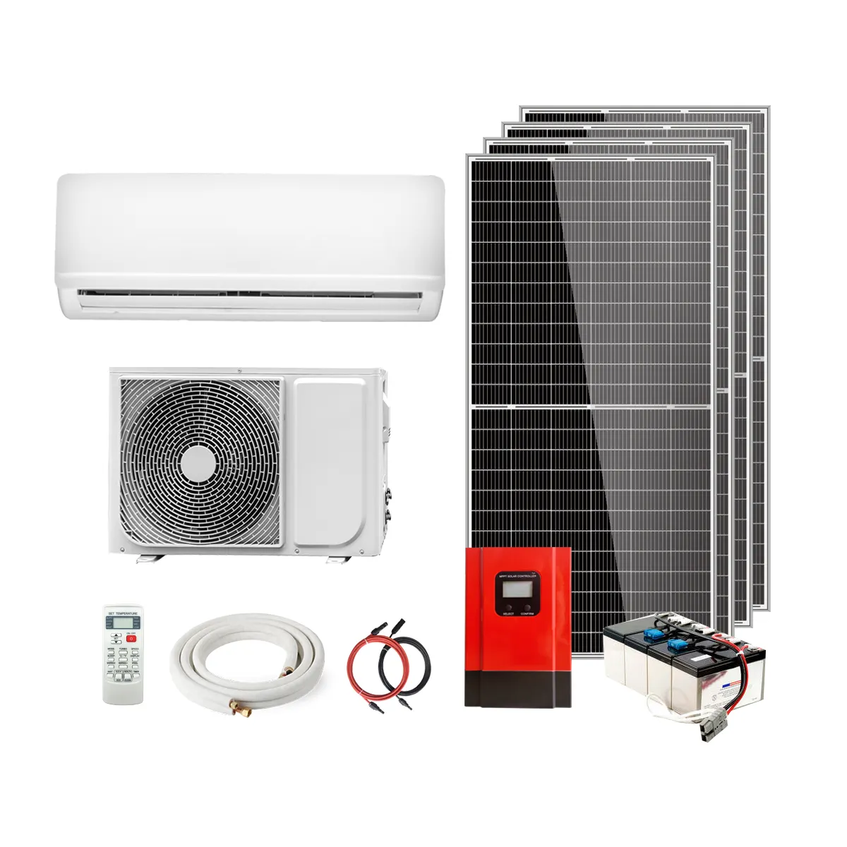 Climatiseur solaire 12000 Btu 1.5hp 1 Ton Off Grid 100% Pure Solar Powered Air Conditioner