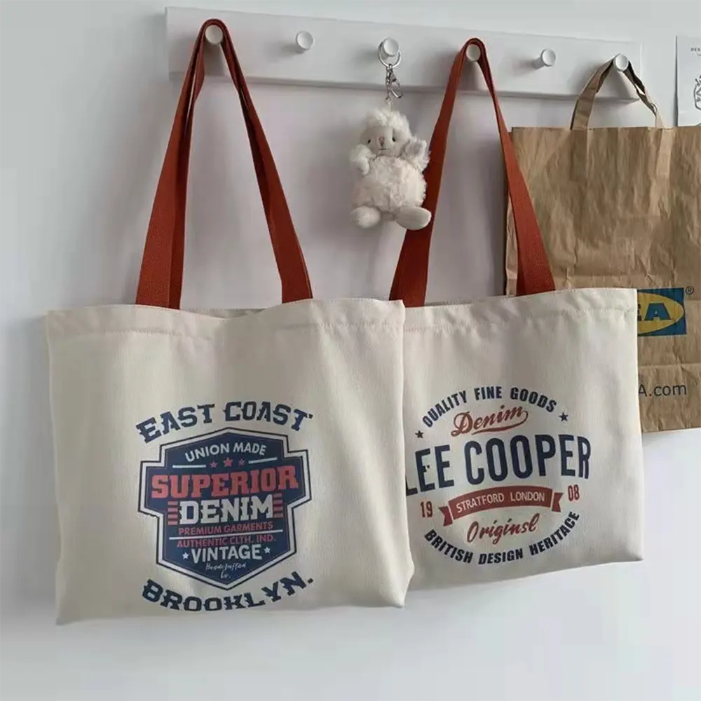 Thời Trang Ngoài Trời Bãi Biển Túi Lớn Bền Vững Canvas Tote Túi Cá Nhân Trống Đồng Bằng Cotton Canvas Tote Bag