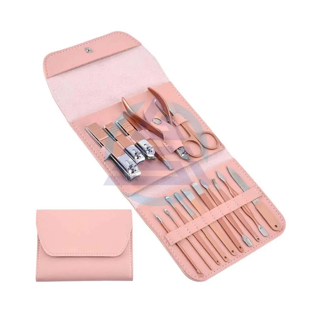 Conjunto de manicure e pedicure com 16 peças, kit de viagem para cuidados com as unhas, tesoura, pinça, ferramentas para cuidados com as unhas kits