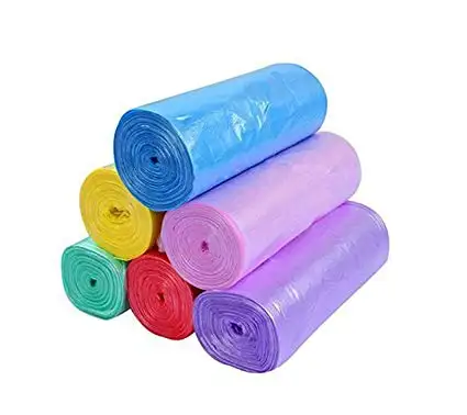 Custom Design Kitchen Trash Bags Roll PE polythene colored garbage bags on roll customized printed plastic bags