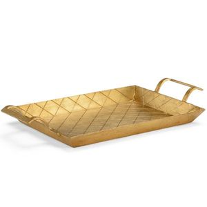 豪华金属矩形托盘，配有新设计的金色铝托盘，用于盘子和盘子 - Product Image 1