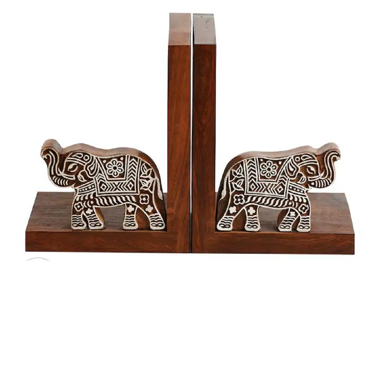 Custom made madeira mão esculpida elefante tema livro termina adequado para casa decoração lojas ideal para revenda