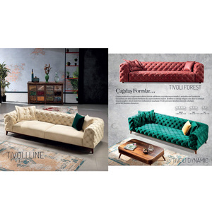 Kraliyet Chesterfield kanepe türkiye kökenli mobilya tüm boyutları tasarım deri kadife kumaş özelleştirilmiş kumaş 3 2 1 koltuk köşe - Product Image 3