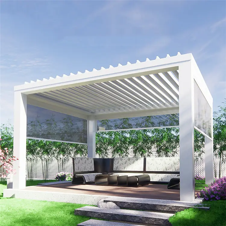 Pergolas bioclimatico fai-da-te Pergolas Design moderno Patio tetto in alluminio motorizzato pergolato per piscina pergolata 8X4