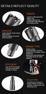Chtools เครื่องตัดเจาะรูแกน TCT ความลึก50มม. พร้อมก้านเชื่อมโลหะความเร็วสูงสำหรับพลาสติก ODM - Product Image 5